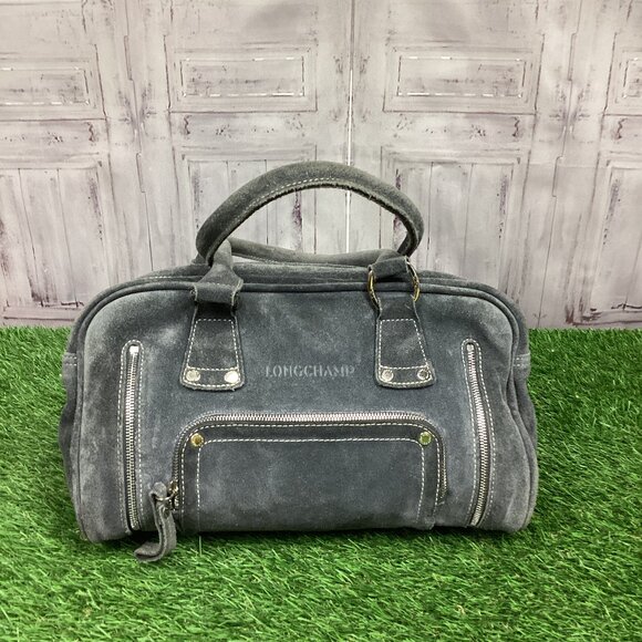 Longchamp Bags Longchamp Rodeo Luxe Gray Suede Shoulder Bag